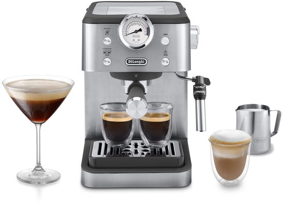 De'Longhi Classic EM450.M – Pistonmachine - Handmatige Espresso & Cappuccino - Volledig RVS Behuizing - Zilver