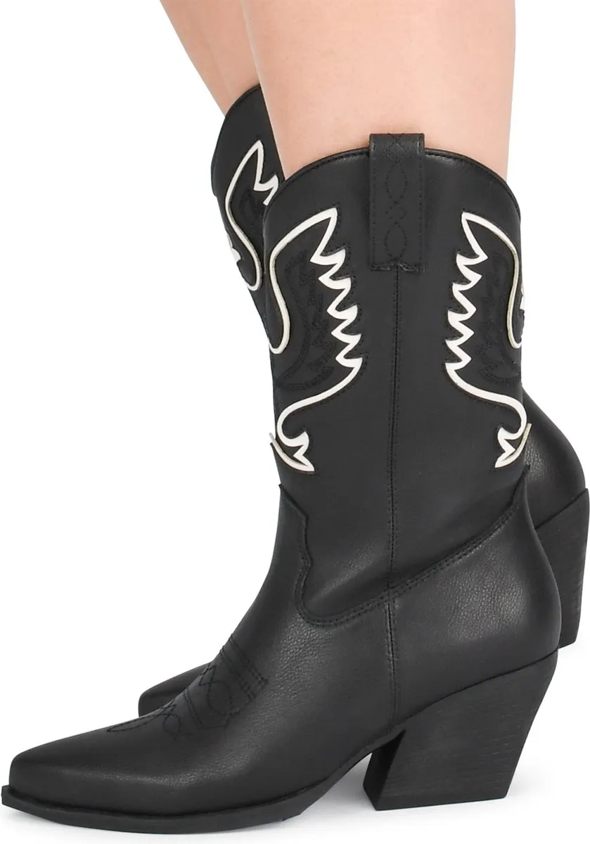 POSH by Poelman  - Maat 37 -  BIBI Dames Laarzen -Zwart met combinatie