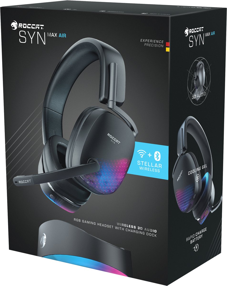 ROCCAT Syn Max Air - Draadloze Gaming Headset - 3D Audio - Zwart