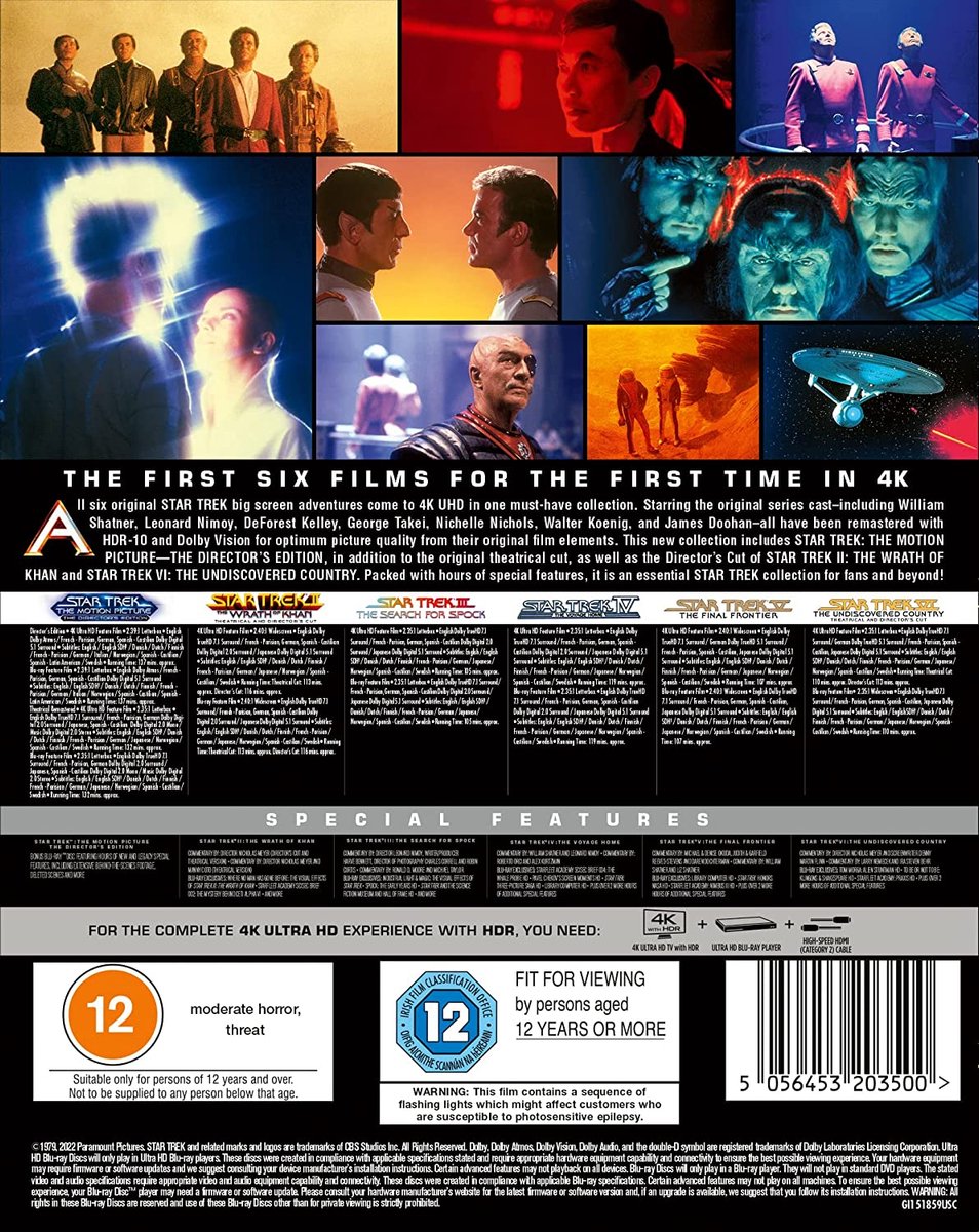 Star Trek The Original Motion Picture Collection (1-6) 4K UHD + blu-ray
