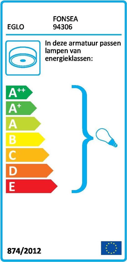 EGLO Fonsea - Plafonnière - 2 Lichts - Ø375mm. - Wit - Zilver