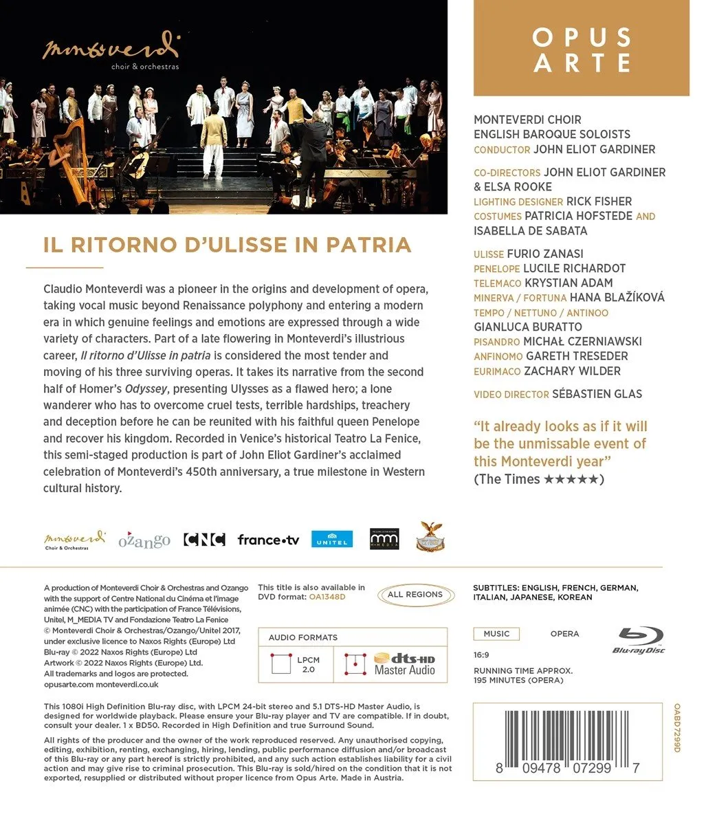 English Baroque Soloists, Sir John Eliot Gardiner - Il Ritorno D'ulisse In Patria (Blu-ray)