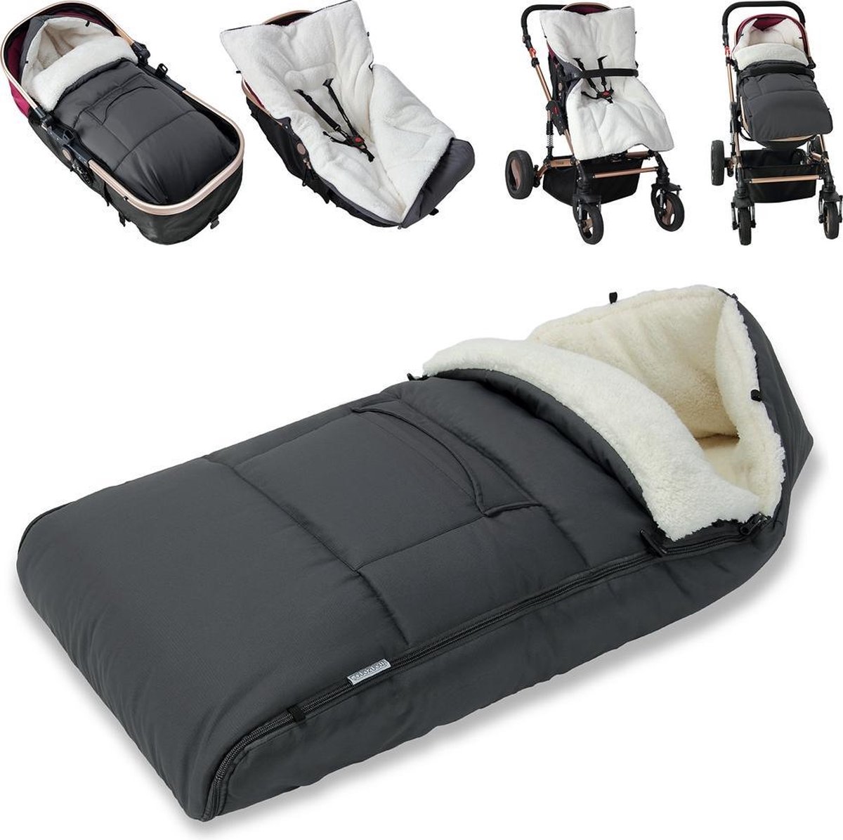 Monzano Voetenzak Voor in Kinderwagen of Autostoel - Winter - grijs