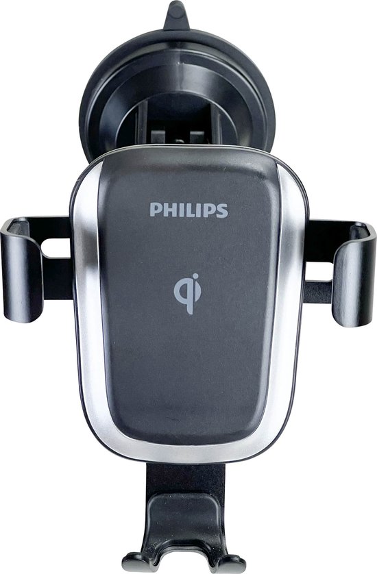Philips Telefoonhouder Auto en Draadloze Oplader - DLK3532Q/00 - Universeel - Qi Technologie - Zuign