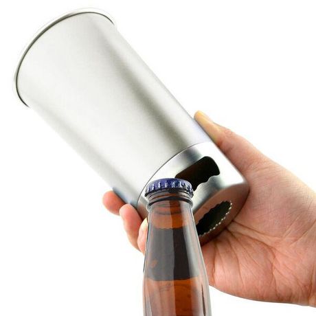 Asobu roestvrijstalen biermok met bieropener - 550 ml - Zilverkleurig