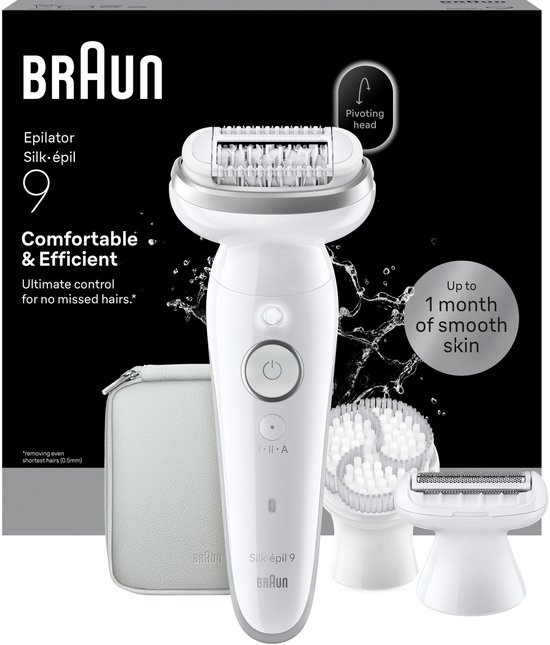 Braun Silk·épil 9 9-061 - Wet & Dry Epilator - Langdurig Gladde Huid - Flexibele Kop - Ladyshave Scheerkop, Trimmerkam en Exfoliatieborstel