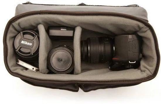 koopjeshoek - Jill-e Jack Bruin Leren Day Trip DSLR Tas bruin