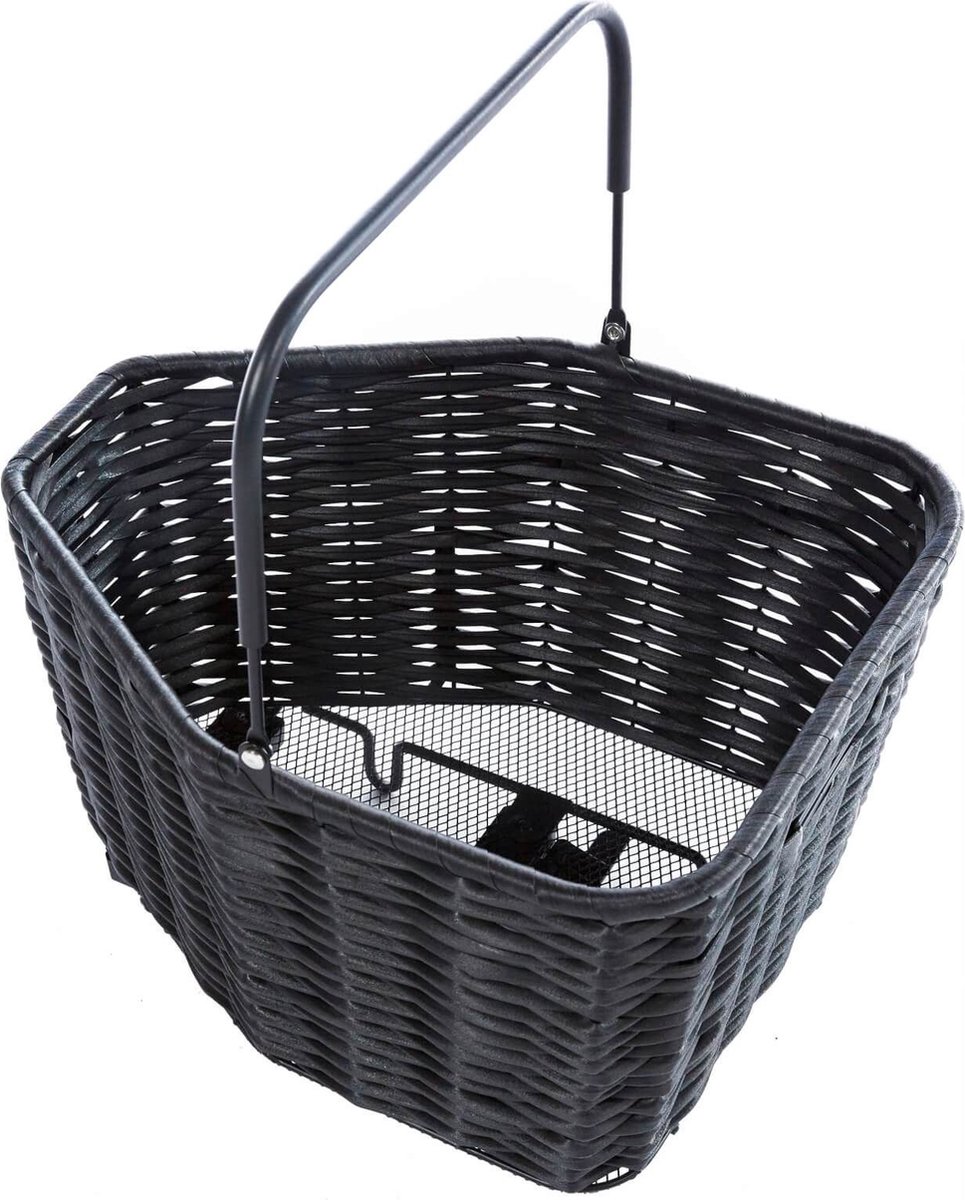 mand, winkelmand, zwart, rattanschaal, handvat