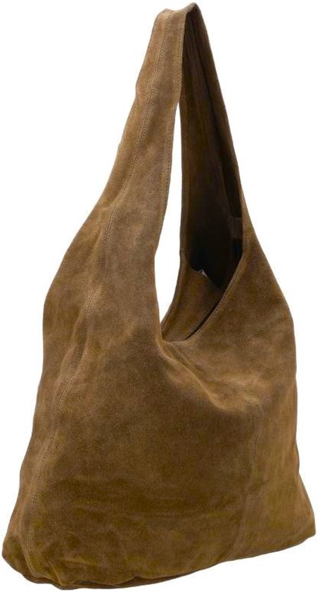 tote, hobo, bruin, suede, tasselloze schoudertas