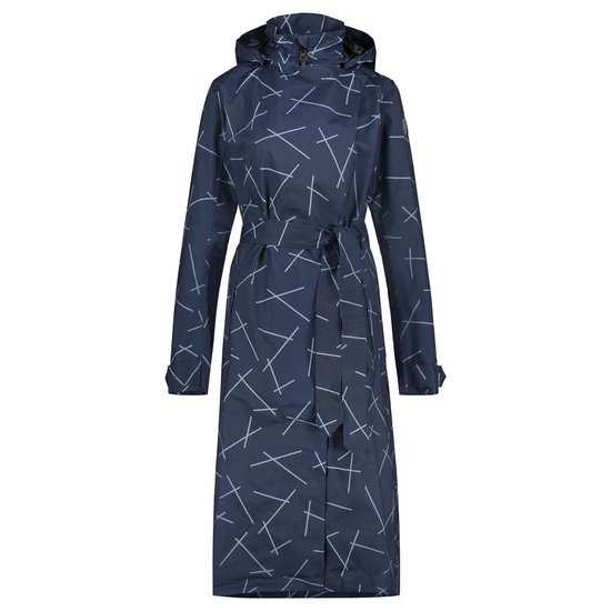 AGU URBAN OUTDOOR TRENCH COAT LONG WOMEN NAVY BLUE PRINT L