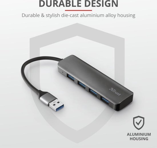 Trust Halyx - 4-Port USB 3.2 Hub - 5 Gbps