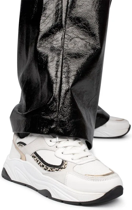 PS Poelman IVA - maat 37 - Dames Sneakers - Wit met goud combinatie