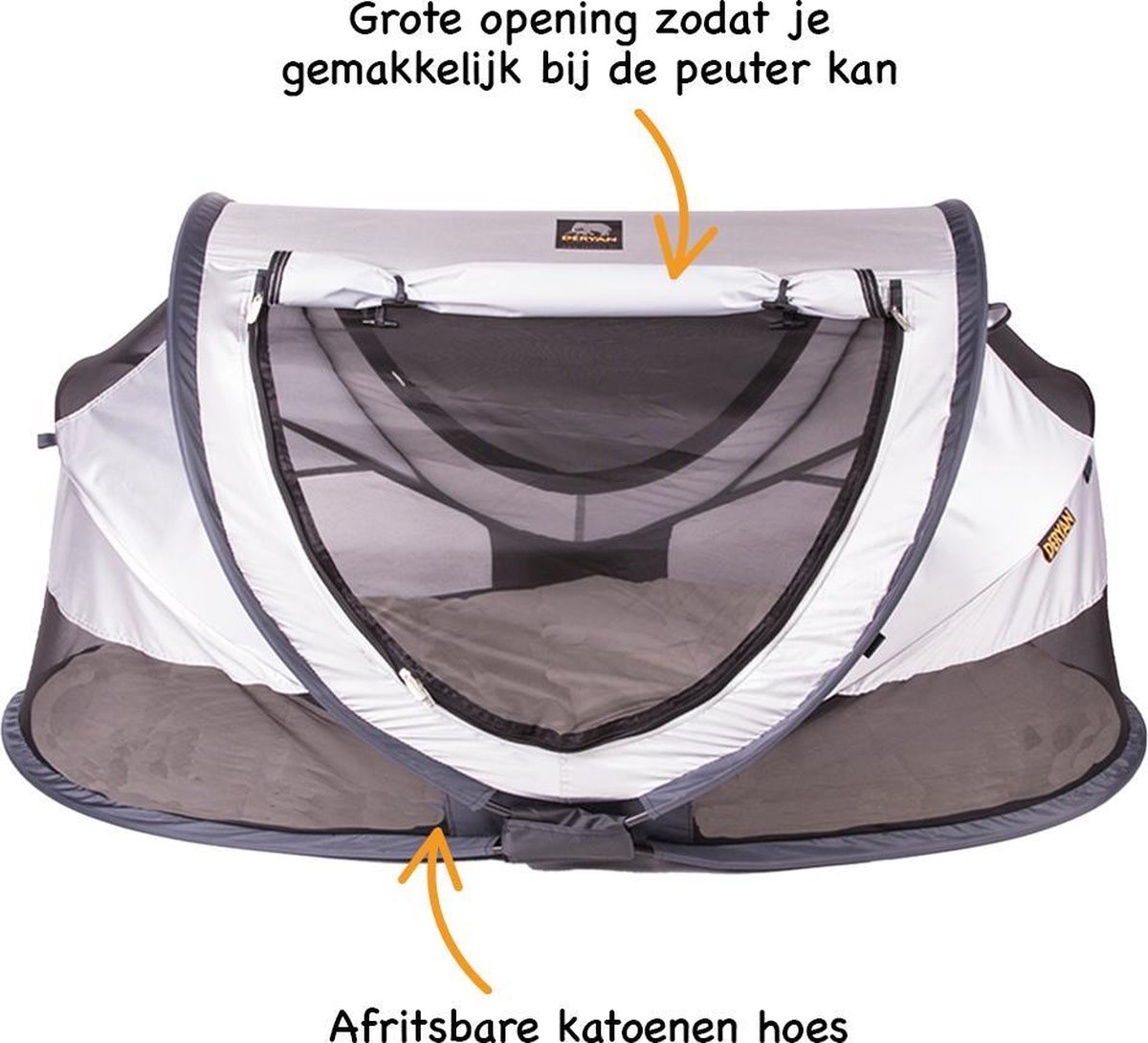 Deryan Peuter Luxe Campingbedje – Inclusief zelfopblaasbare matras - Silver