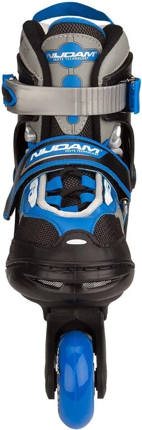 Nijdam Junior Inlineskates - Semi-Softboot - Zwart/Blauw/Grijs - 30