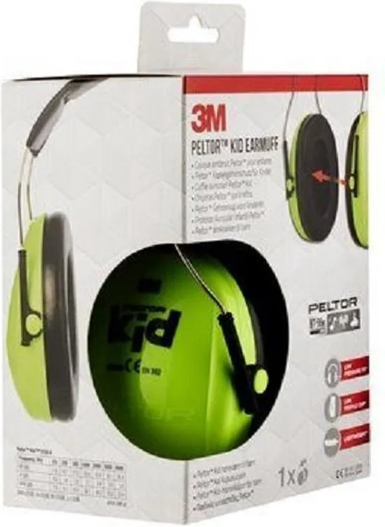 Peltor Kid - gehoorbescherming voor kinderen - SNR 27 dB - neon groen