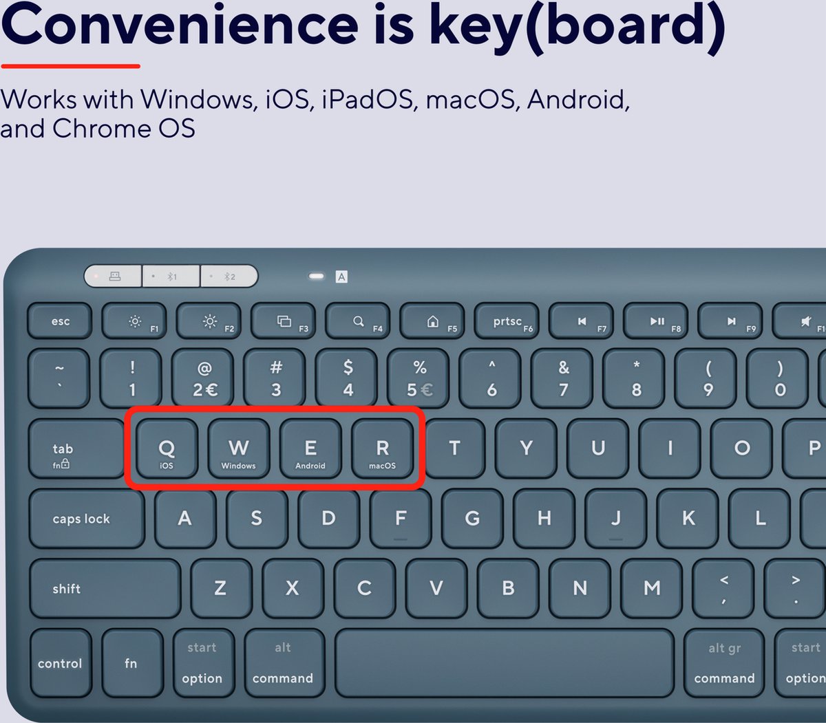 Trust Lyra - Draadloos Toetsenbord en Muis - Multi connect - Qwerty US - Blauw