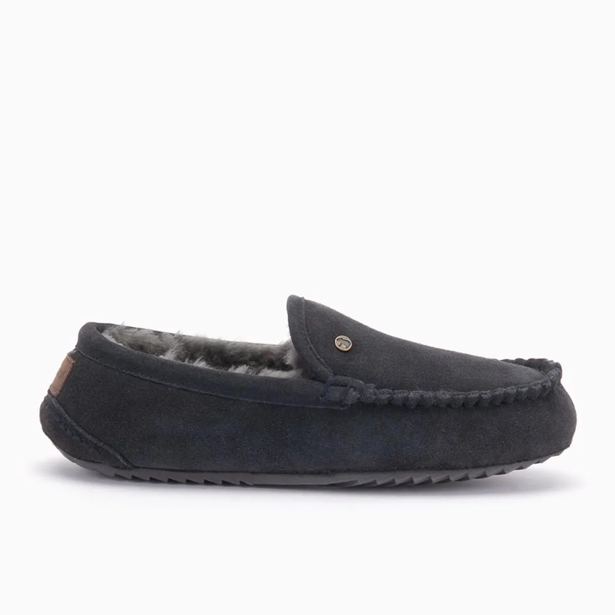 slipper, mocassin, donkeren, suede, fleece