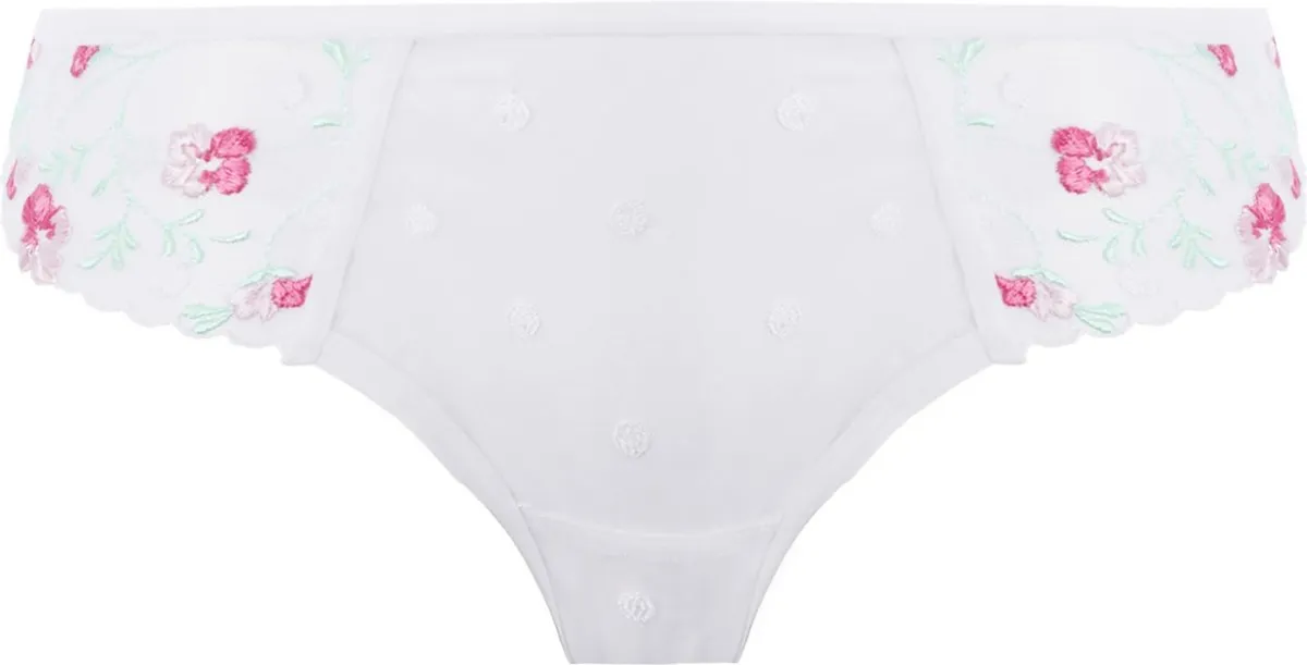 hip zijdebroek, kledingonderbroek, borduursel, bloemenpatroon, wit