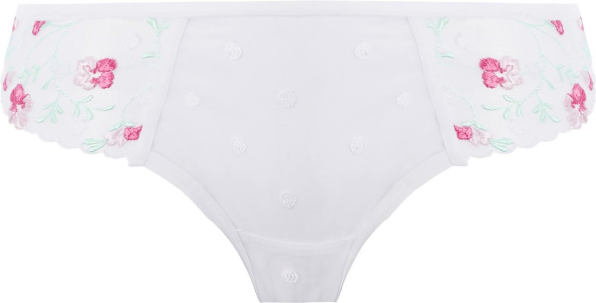 hip zijdebroek, kledingonderbroek, borduursel, bloemenpatroon, wit
