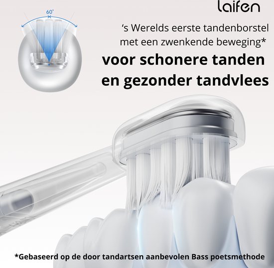 Laifen Wave Elektrische tandenborstel - Aluminium - 3 opzetborstels - Oscillerende en Vibrerende fun