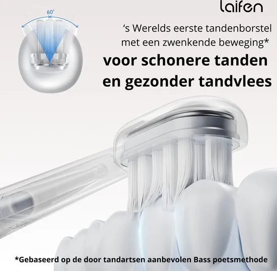 Laifen Wave Elektrische tandenborstel - Aluminium - 3 opzetborstels - Oscillerende en Vibrerende fun