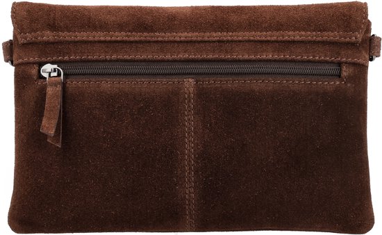 portemonnee, kussen, bruine suede, rits, kleine portemonnee