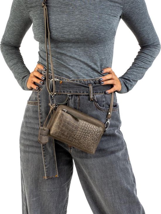 BURKELY Croco Cody Minibag Crossbodytas - Groen