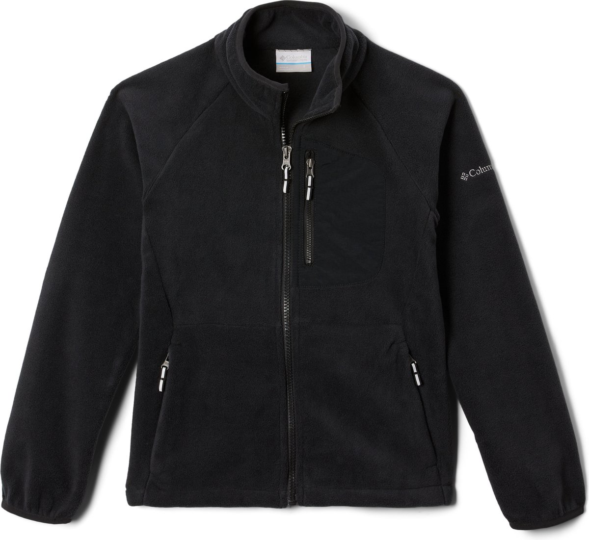 jacket, fleece, zipper, pockets, zwart
