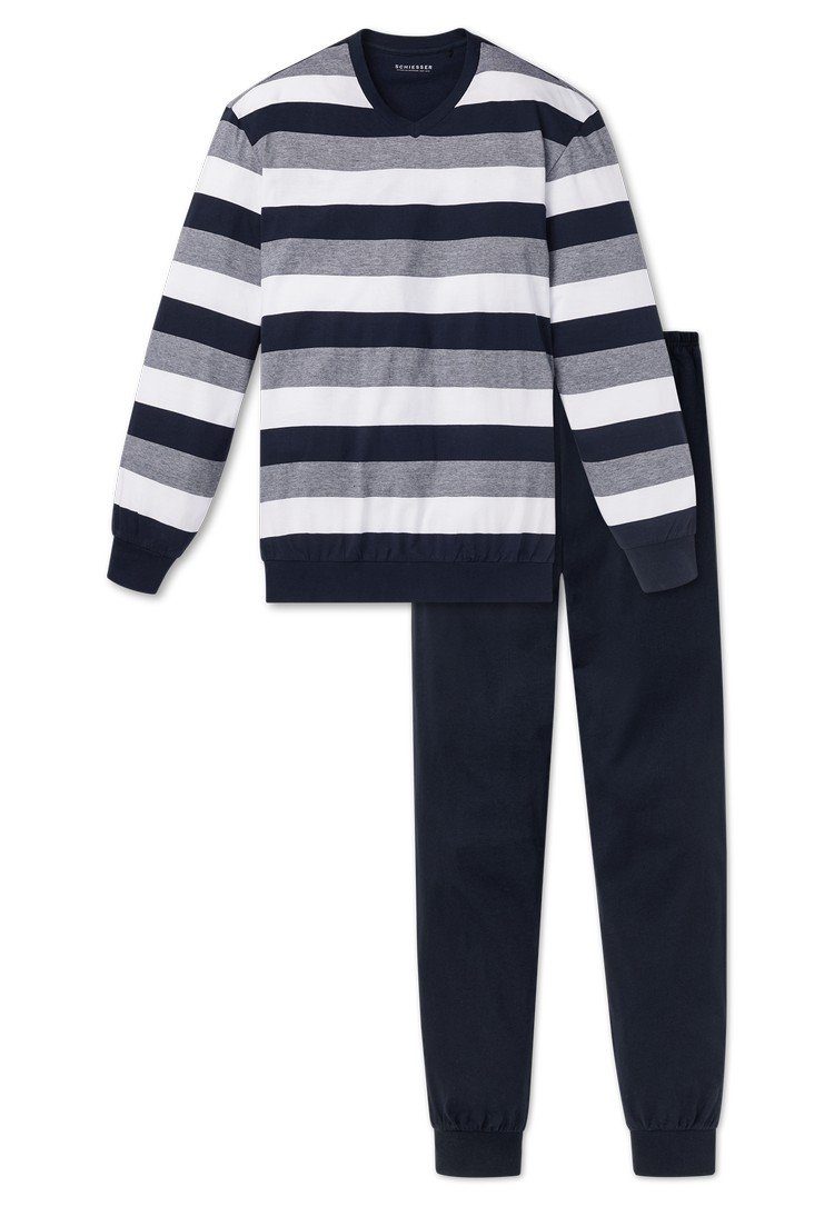 Schiesser Heren Pyjama - Donkerblauw - Maat L