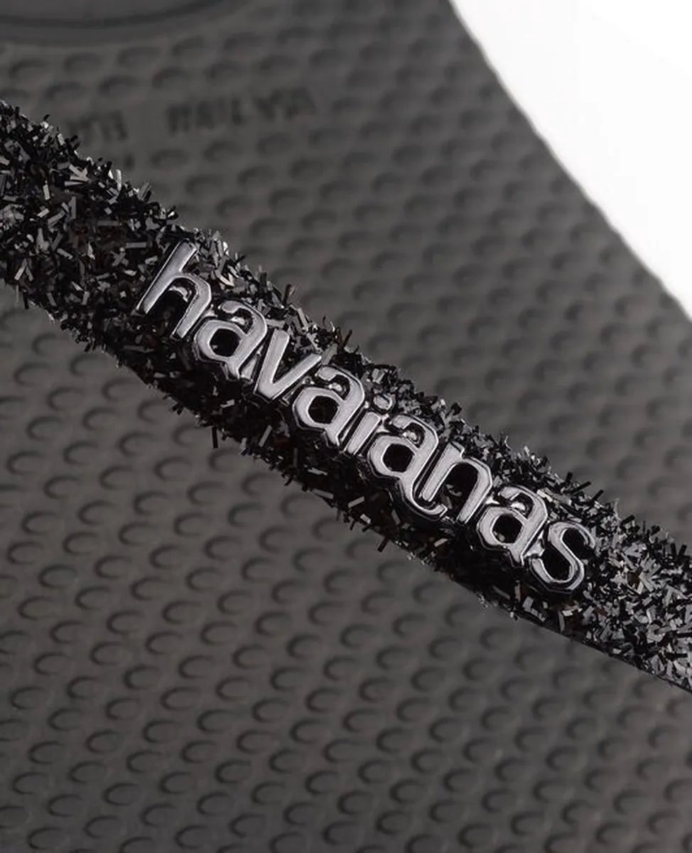 Havaianas - Maat 41/42 - Slim Glitter II Dames Slippers - Black/DARK Grey