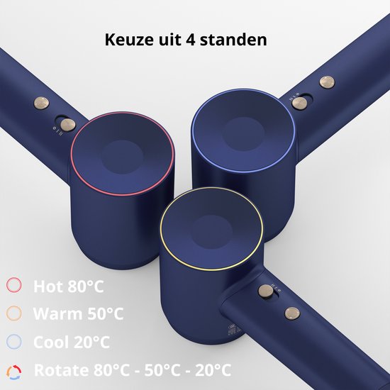 Laifen Swift Premium High Speed Föhn - Donkerblauw/Goud - Haardroger met ionische technologie - 3 wa