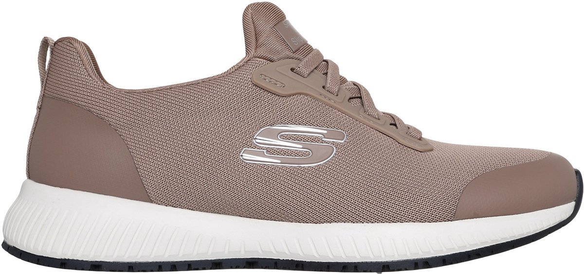 sneaker, mesh, taupe, witte zool, onbekend merk