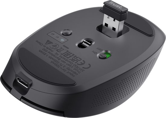 Trust Ozaa Compact - Oplaadbare draadloze muis - USB & Bluetooth - Stil - Zwart