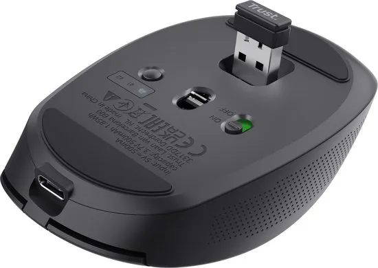 Trust Ozaa Compact - Oplaadbare draadloze muis - USB & Bluetooth - Stil - Zwart