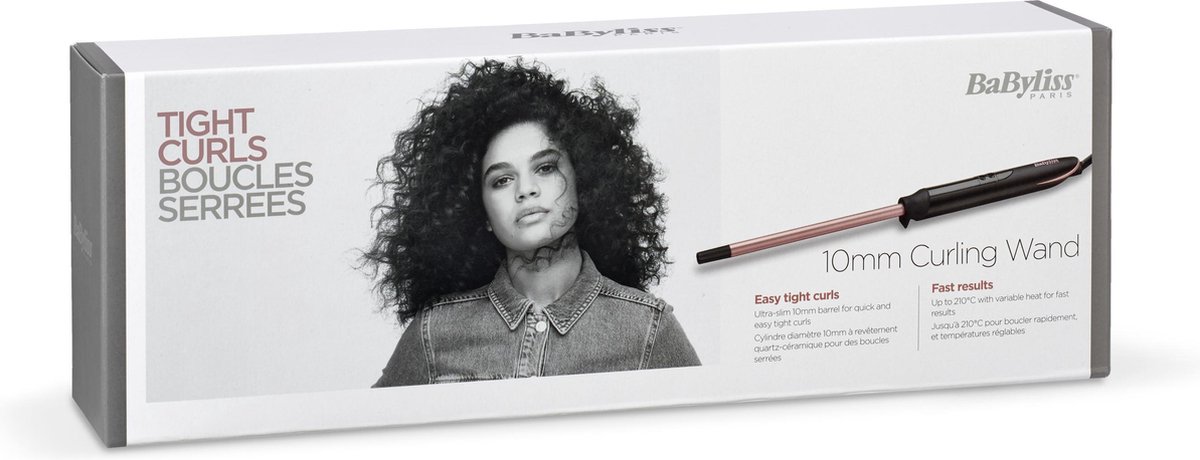BaByliss 10mm Rose Quartz Curl Wand C449E - Krultang