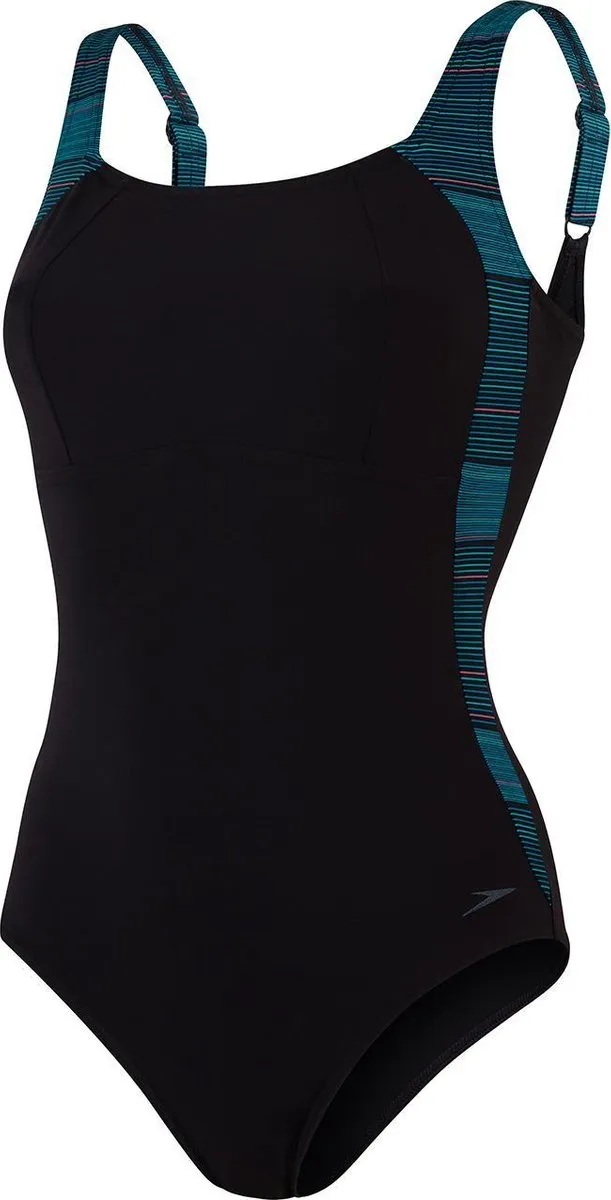 damesbadpak, badpak, zwart, bandjes, taille