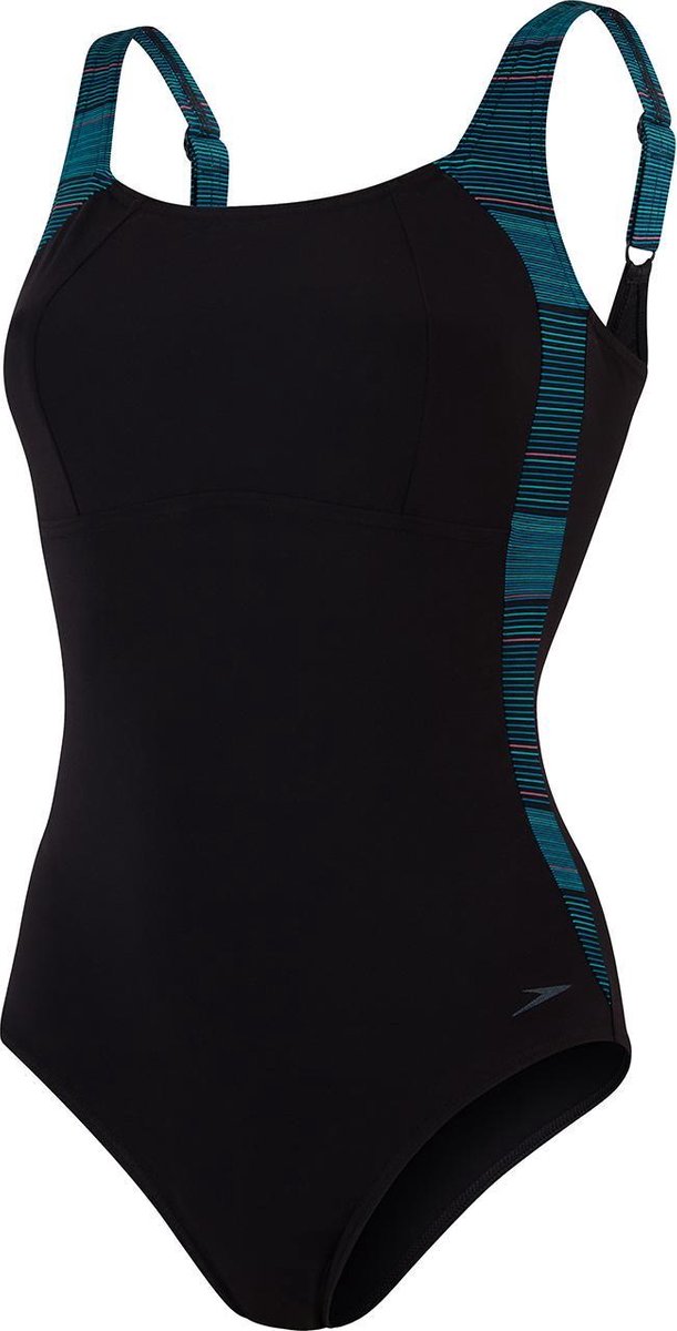 damesbadpak, badpak, zwart, bandjes, taille