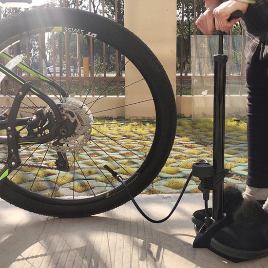 Matzwarte Fietspomp met Drukmeter én Extra Ventielen - Multifunctioneel Mondstuk – Schrader en Prest