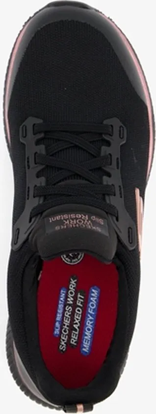 sneaker, sportschoen, veters, mesh, zwart, roze-accent