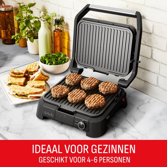 Tefal SuperGrill 3-in-1 GC510D Contactgrill - Barbecuestand - 3 Verstelbare Hoogtes - Uitneembare anti-aanbakplaten - Regelbare temperatuur- Vet opvangbak - Verticaal Opbergen - 2000W - RVS