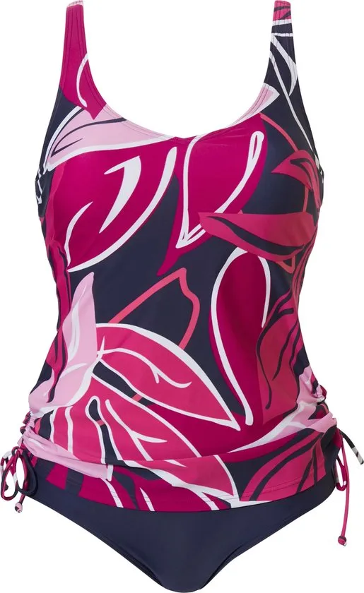 Pastunette Beach Maat 44 - Floral Leaves - Tankiniset - Roze/Blauw