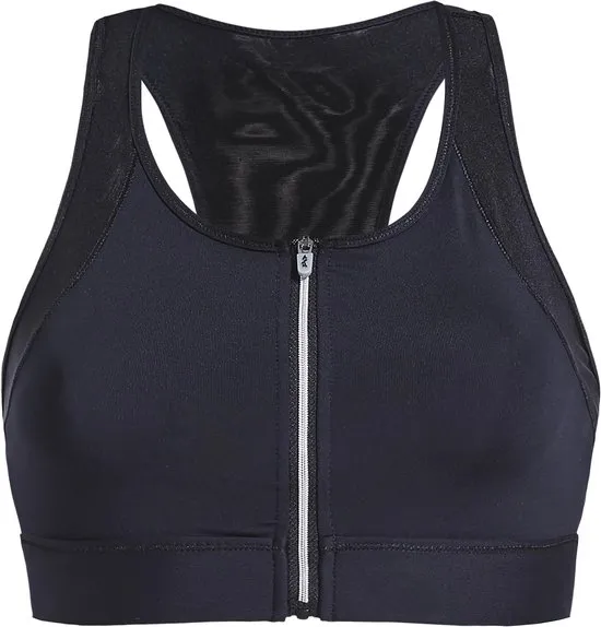 Rohnisch Zip Sports Bra Dames Sportbeha - Black - Maat XXL