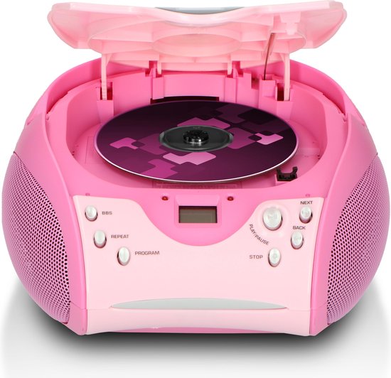 Lenco SCD-24 - Draagbare radio CD speler met AUX-uitgang - Roze
