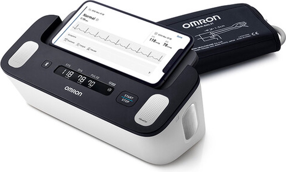 OMRON COMPLETE – Smart Bloeddrukmeter Bovenarm – Aanbevolen door Hartstichting - ECG Monitor - Klini