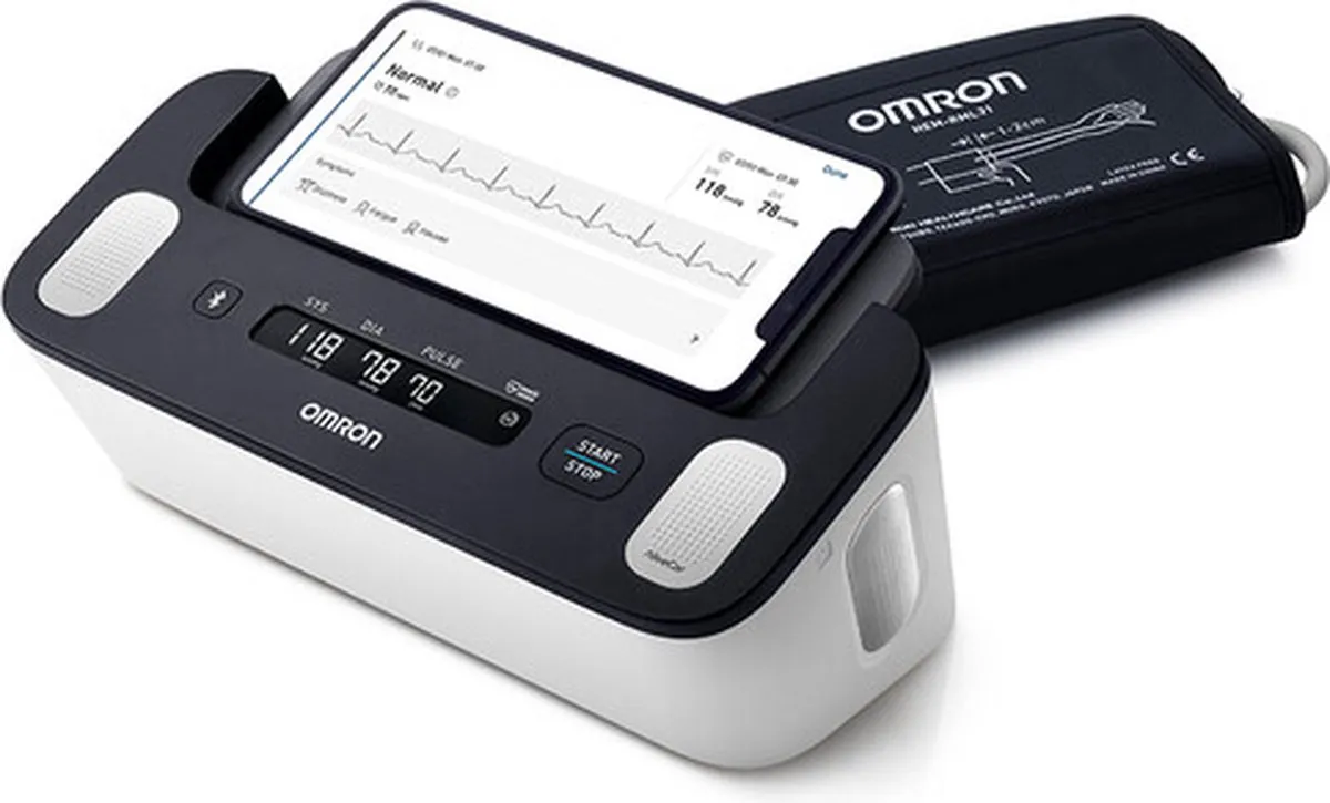 OMRON COMPLETE – Smart Bloeddrukmeter Bovenarm – Aanbevolen door Hartstichting - ECG Monitor - Klini
