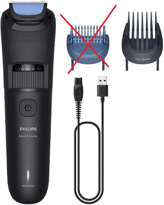 beardtrimmer, elektrische trimmer, USB opgeladen, nat en droog, scheerkop