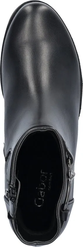 boot, ankle boot, black, leather, zip