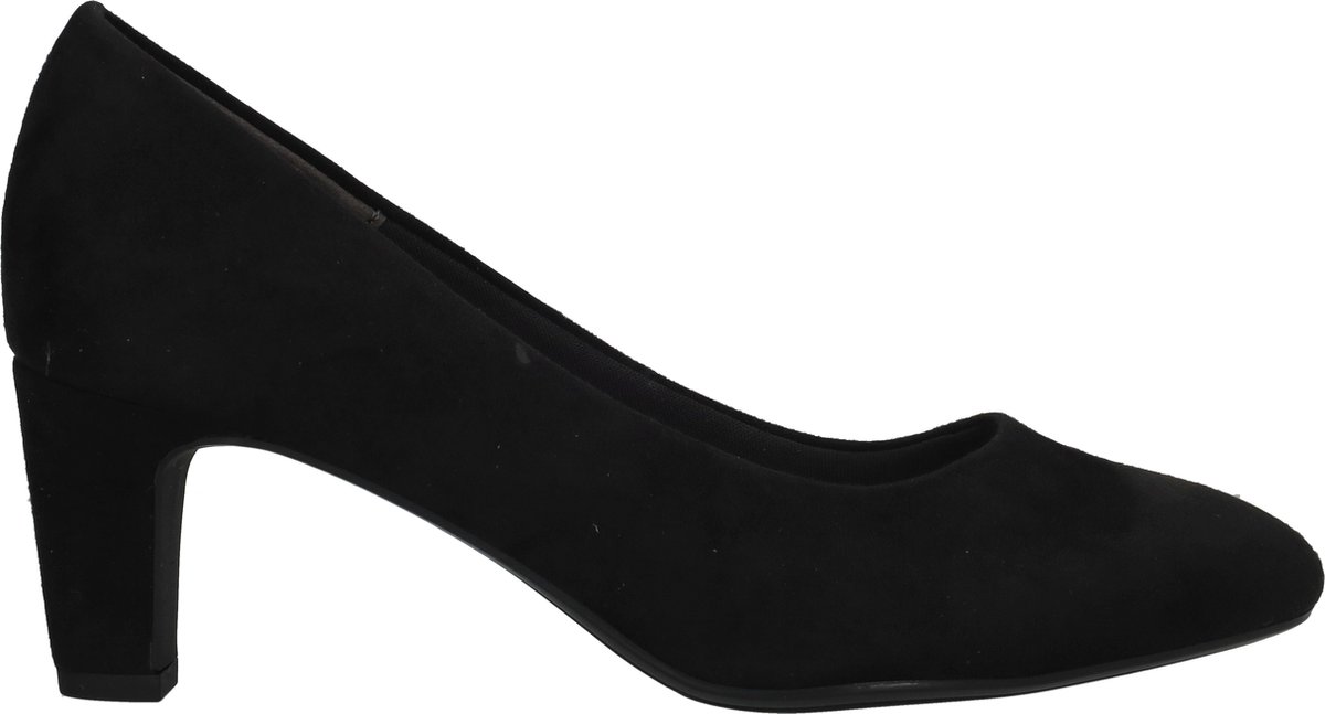 pumps, zwarte pump, suede, hak mid, dames