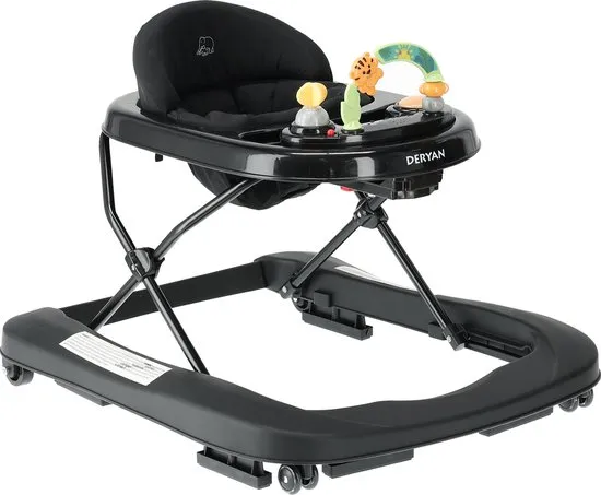 Deryan Luxe 2-in-1 Loopstoel - Inclusief speelset en dienblad - inklapbaar - Zwart