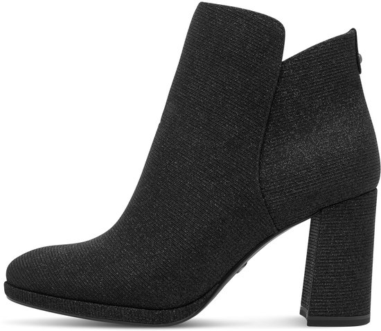 ankleboot, boot, blockheel, black, knit fabric